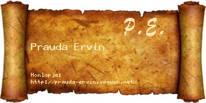 Prauda Ervin névjegykártya